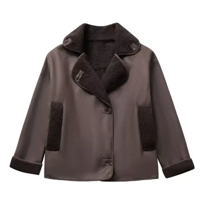 Women Fashion Casual Autumn And Winter Cotton-Padded Lapel Long-Sleeve Warm Jacket