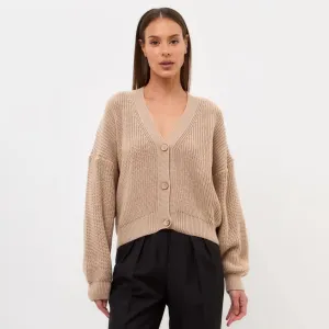 Women Fashion Casual Autumn And Winter Solid Color V-Neck Button Long-Sleeve Loose Knitted Coat