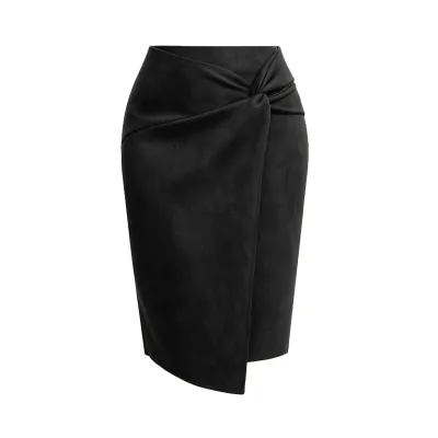 Women Fashion Autumn And Winter Solid Color Suede Irregular Zipper Skirt