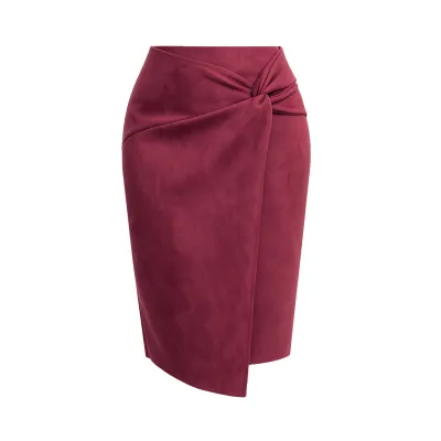 Women Fashion Autumn And Winter Solid Color Suede Irregular Zipper Skirt