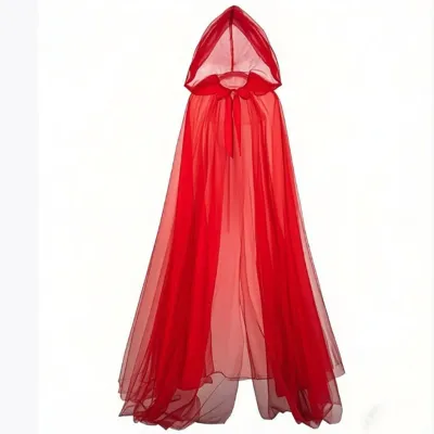 Halloween Hooded Tulle Witch Grim Reaper Cloak Vampire Cape