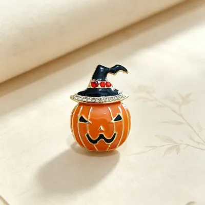 Halloween Women Fashion Pumpkin Rhinestone Brooch