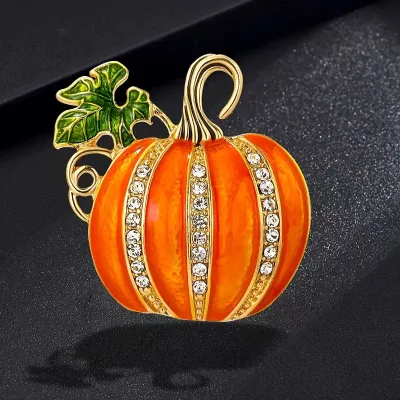 Halloween Women Fashion Pumpkin Rhinestone Brooch