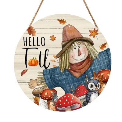 Thanksgiving Pumpkin Wooden Door Pendant