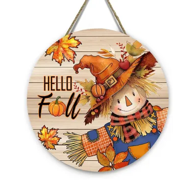 Thanksgiving Pumpkin Wooden Door Pendant