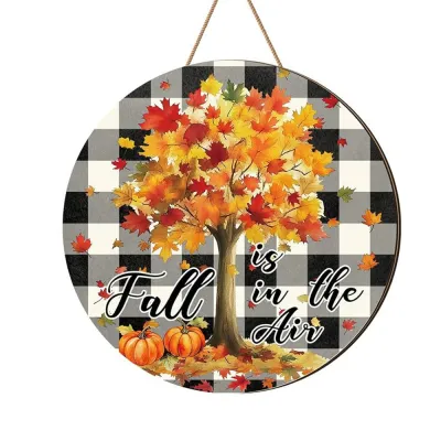Thanksgiving Pumpkin Wooden Door Pendant