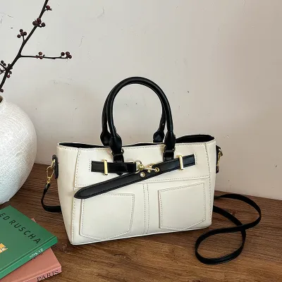 Women Fashion Casual Retro Solid Color Large Capacity Handbag