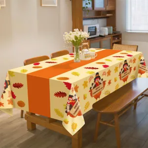 Thanksgiving Maple Leaf Turkey Tablecloth Plastic Party Decoration