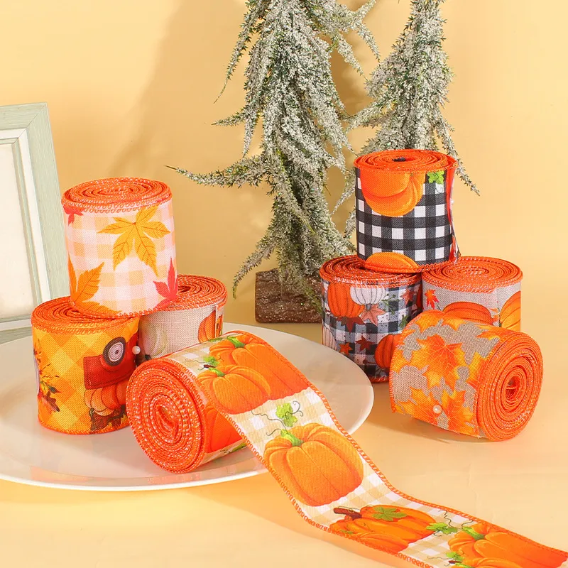 Thanksgiving Ribbon Autumn Harvest Festival Decoration Ribbon Pumpkin Truck Ribbon
