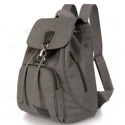 Women Fashion Casual Retro Solid Color Canvas Backpack