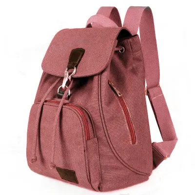 Women Fashion Casual Retro Solid Color Canvas Backpack