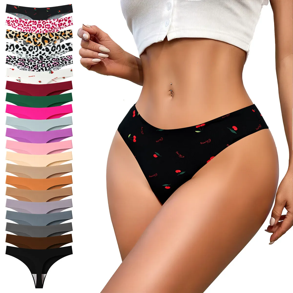 Women Fashion Sexy Seamless Ice Silk Breathable Thong