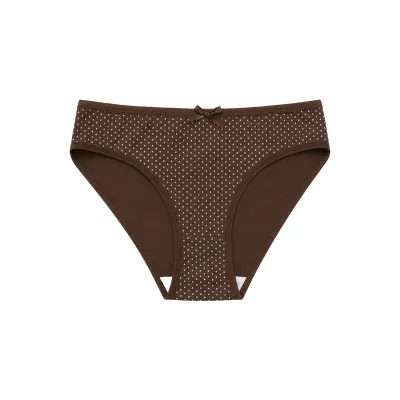 Women Fashion Polka Dot Print Cotton Breathable High Elastic Low Waist Underwear