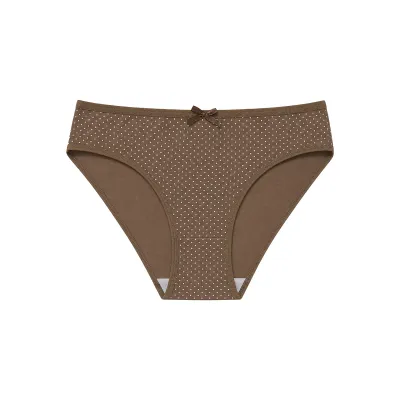 Women Fashion Polka Dot Print Cotton Breathable High Elastic Low Waist Underwear