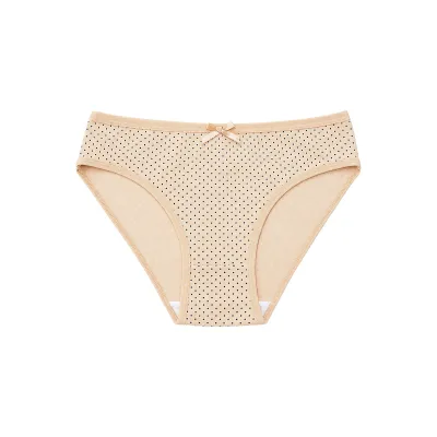Women Fashion Polka Dot Print Cotton Breathable High Elastic Low Waist Underwear