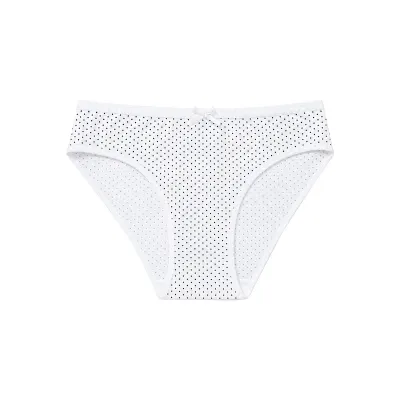 Women Fashion Polka Dot Print Cotton Breathable High Elastic Low Waist Underwear
