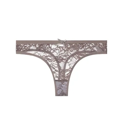 Women Fashion Sexy Solid Color Lace G-String Low Waist Hollow Thong