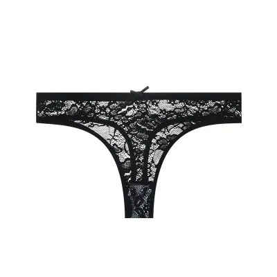 Women Fashion Sexy Solid Color Lace G-String Low Waist Hollow Thong