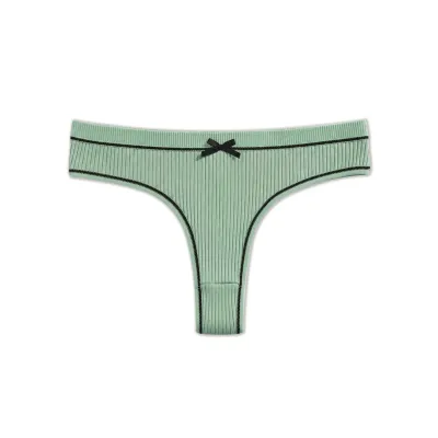 Women Fashion Sexy Rib Bow Breathable Thong