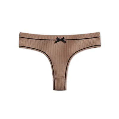 Women Fashion Sexy Rib Bow Breathable Thong