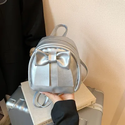 Women Fashion Casual Solid Color Bow Backpack