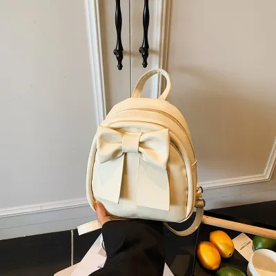 Women Fashion Casual Solid Color Bow Backpack