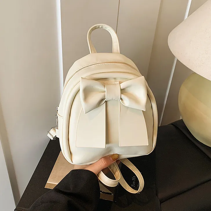 Women Fashion Casual Solid Color Bow Backpack