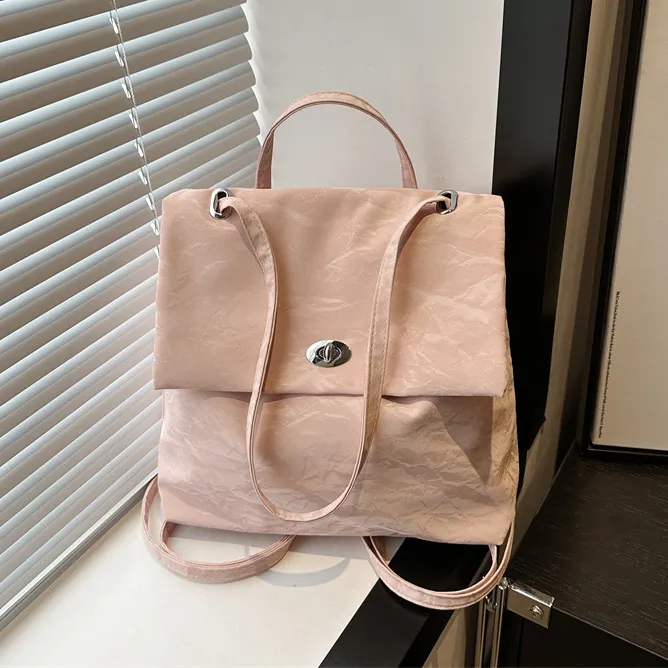 Women Fashion Simple Solid Color Large Capacity Backpack