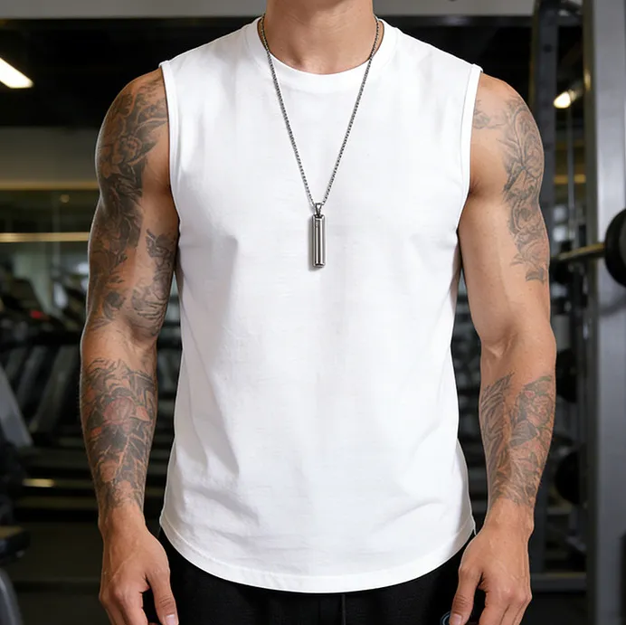 Men'S Fashion Casual Simple Summer Solid Color Sleeveless Round Neck Loose Tank Top