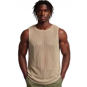 Men'S Fashion Casual Solid Color Hollow Round Neck Sleeveless Loose Tank Top