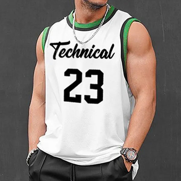 Men'S Fashion Casual Summer printed  Mesh Sleeveless Quick-Drying Tank Top