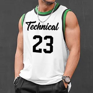 Men'S Fashion Casual Summer printed  Mesh Sleeveless Quick-Drying Tank Top