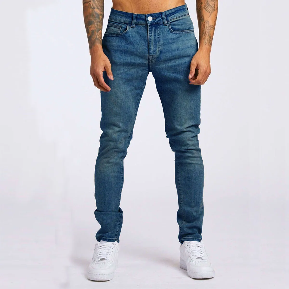 Men Fashion Casual Slim-Fit High Waist Skinny Jeans