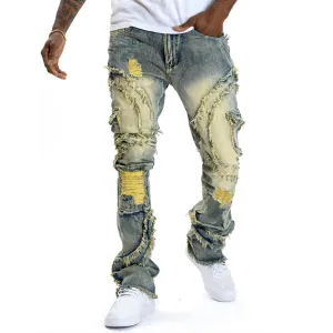 Men'S Fashion Ripped Micro-Fringe Stretch Skinny Jeans