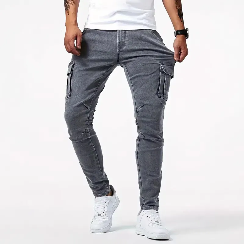 Men Fashion Casual Pockets Slim-Fit Skinny Jeans