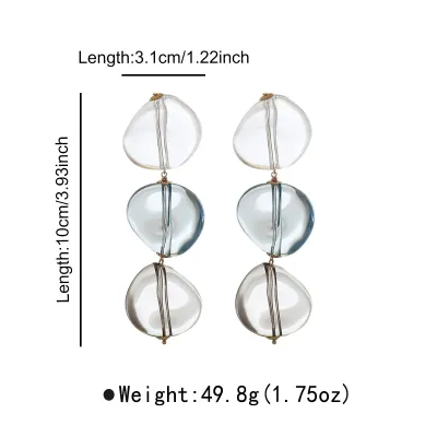 Women Fashion Transparent Contrast Color Irregular Resin Earrings
