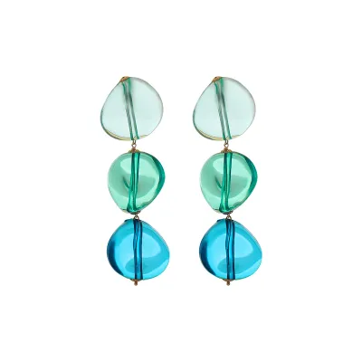 Women Fashion Transparent Contrast Color Irregular Resin Earrings