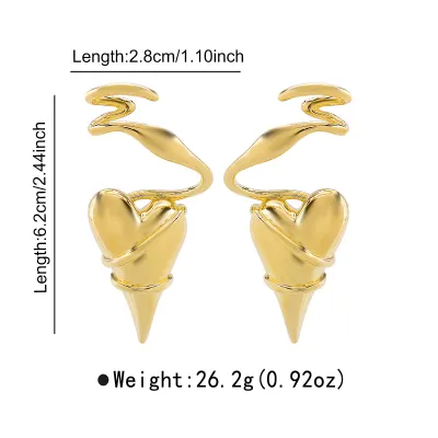 Women Fashion Unique Design Geometric Lines Winding Love Thorns Earrings
