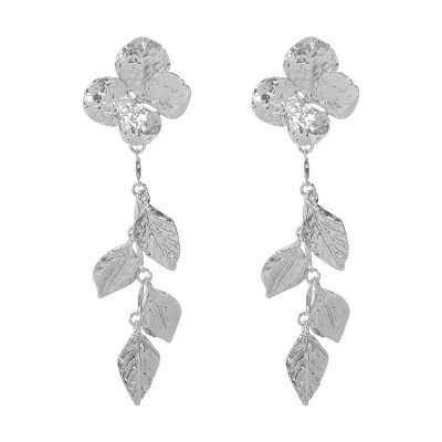 Women Fashion Large Retro Long Flower Earrings
