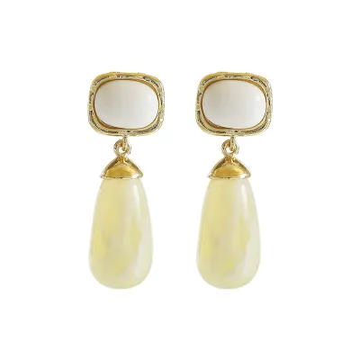 Women Fashion Maillard Autumn And Winter Geometric Acrylic Earrings