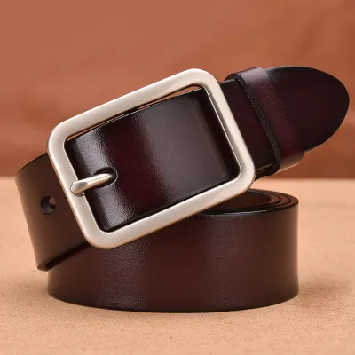 Fashion Casual Solid Color Pin Buckle Leather Belt