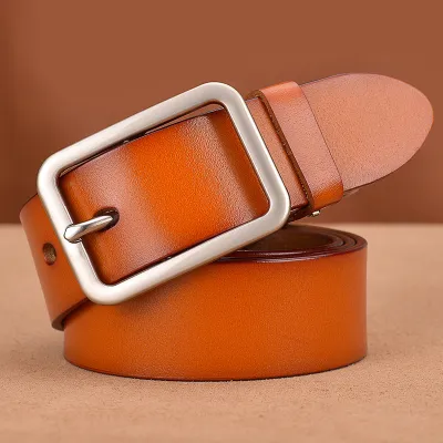 Fashion Casual Solid Color Pin Buckle Leather Belt