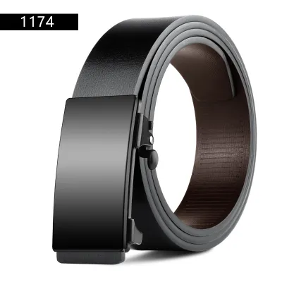 Men'S Fashion Casual Alloy Automatic Buckle Business Leather Belt