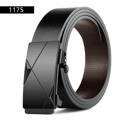 Men'S Fashion Casual Alloy Automatic Buckle Business Leather Belt