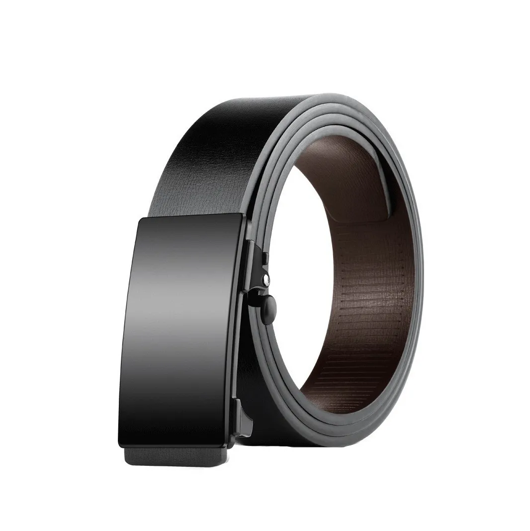 Men'S Fashion Casual Alloy Automatic Buckle Business Leather Belt