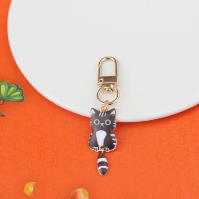 Fashion Cartoon Kitten Alloy Printed Keychain