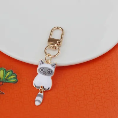 Fashion Cartoon Kitten Alloy Printed Keychain