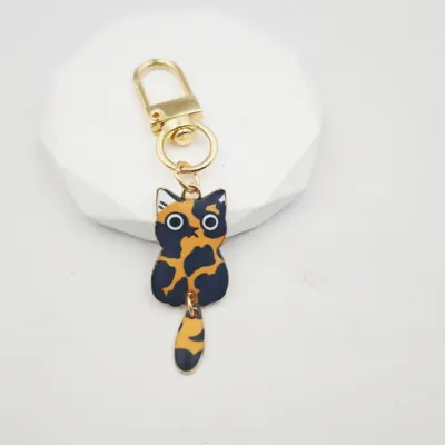 Fashion Cartoon Kitten Alloy Printed Keychain
