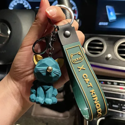 Fashion Nordic Style Cut Geometric Resin Mechanical Cat Keychain Pendant
