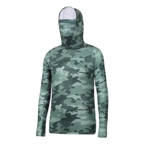 Men Fashion Casual Summer Camouflage Ice Silk Sunscreen Long-Sleeve With Mask Hoodies